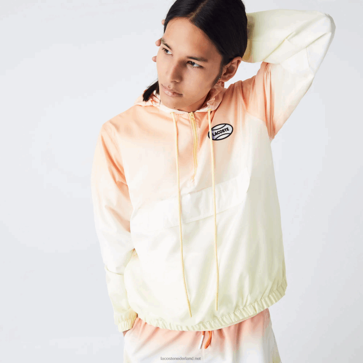 Lacoste live light pullover windjack 0828H1281 oranje wit geel z81 Heren