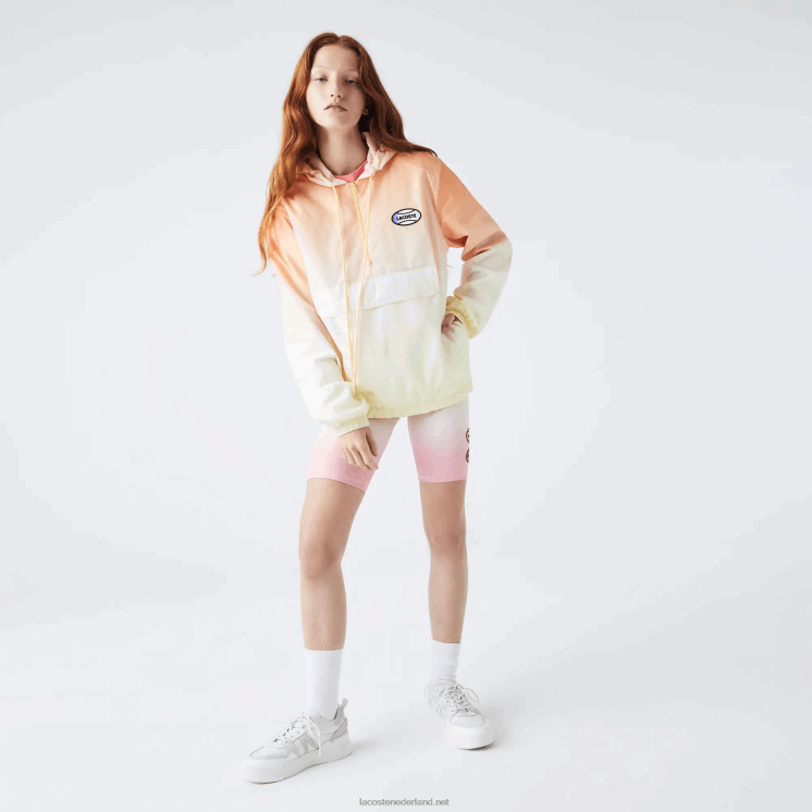 Lacoste live light pullover windjack 0828H1281 oranje wit geel z81 Heren