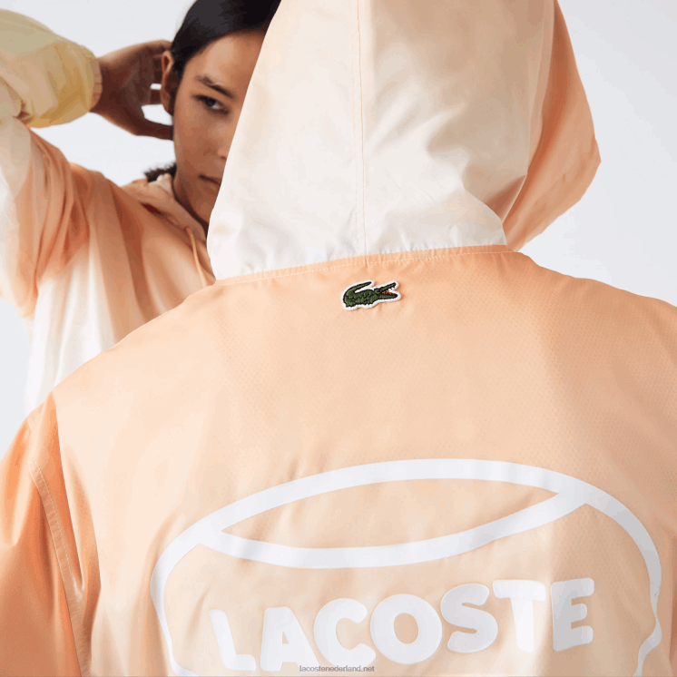 Lacoste live light pullover windjack 0828H1281 oranje wit geel z81 Heren