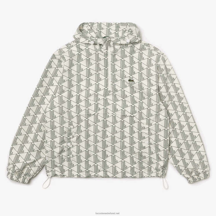 Lacoste live-windjack met monogrampatroon 0828H1291 wit groen pt2 Heren