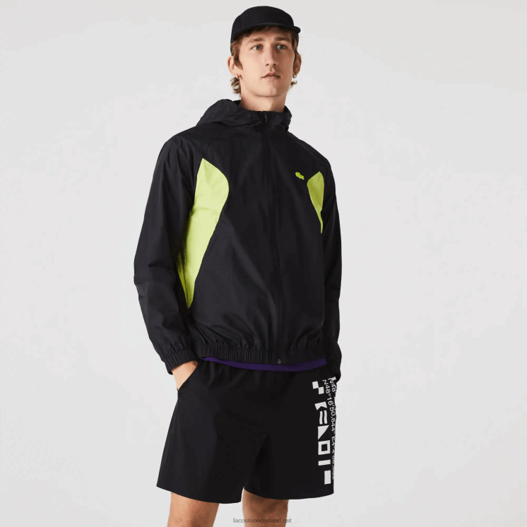 Lacoste opvouwbaar windjack 0828H1254 zwart geel 60r Heren