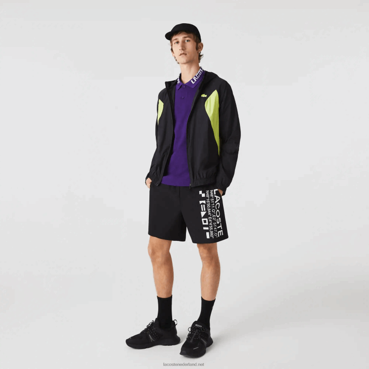 Lacoste opvouwbaar windjack 0828H1254 zwart geel 60r Heren