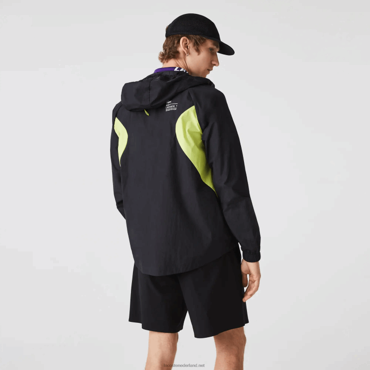 Lacoste opvouwbaar windjack 0828H1254 zwart geel 60r Heren
