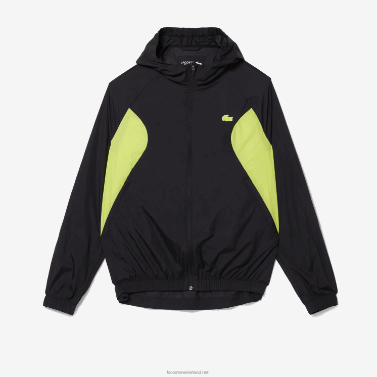 Lacoste opvouwbaar windjack 0828H1254 zwart geel 60r Heren