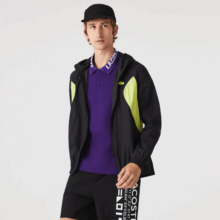Lacoste opvouwbaar windjack 0828H1254 zwart geel 60r Heren