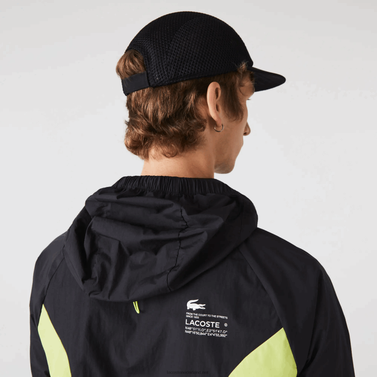 Lacoste opvouwbaar windjack 0828H1254 zwart geel 60r Heren