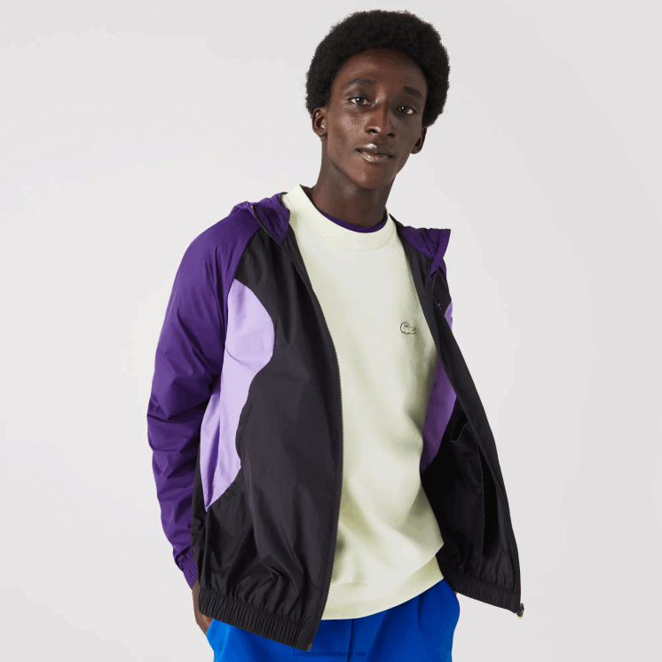 Lacoste opvouwbaar windjack 0828H1255 zwart paars 6kb Heren