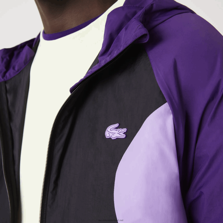 Lacoste opvouwbaar windjack 0828H1255 zwart paars 6kb Heren