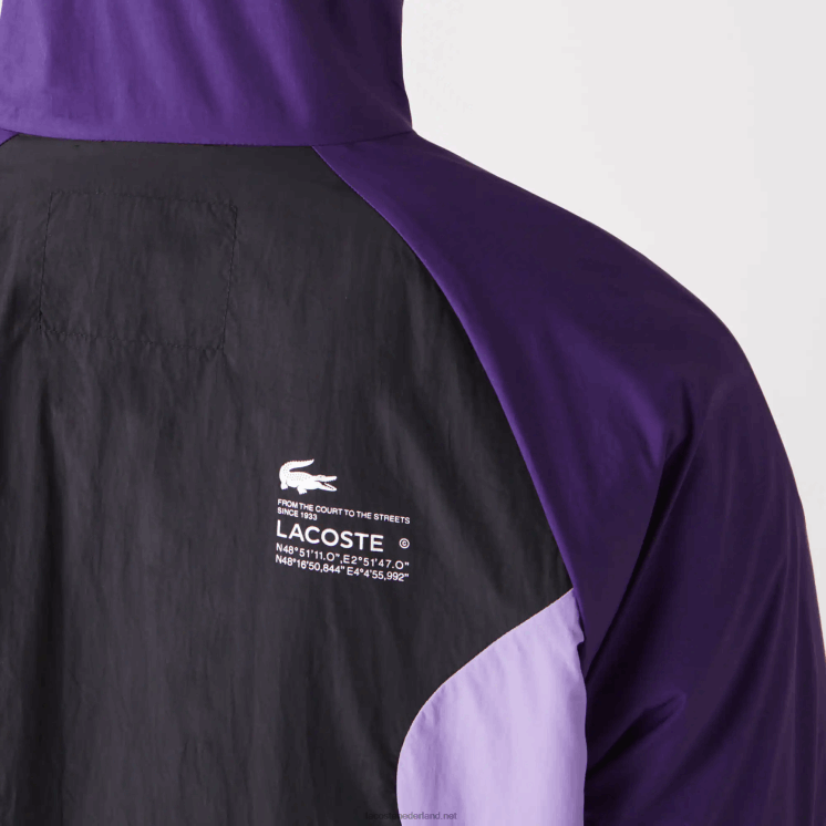 Lacoste opvouwbaar windjack 0828H1255 zwart paars 6kb Heren