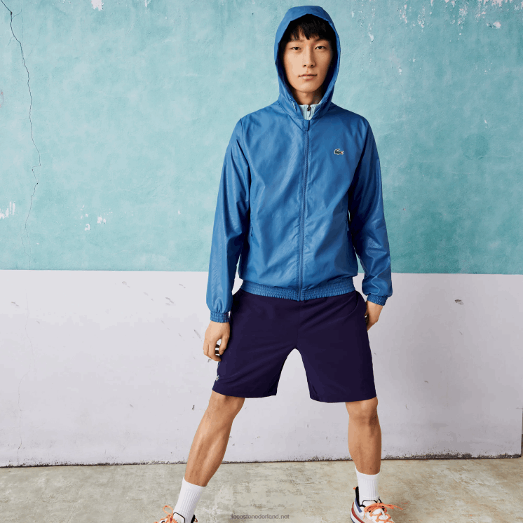 Lacoste sport novak djokovic waterafstotend windjack 0828H1298 blauw wit q6t Heren