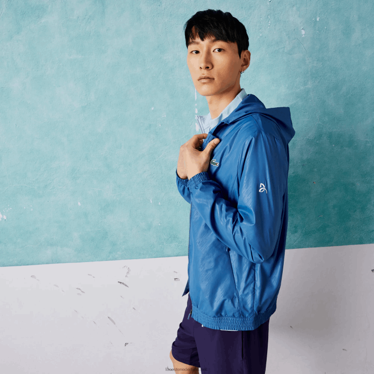 Lacoste sport novak djokovic waterafstotend windjack 0828H1298 blauw wit q6t Heren