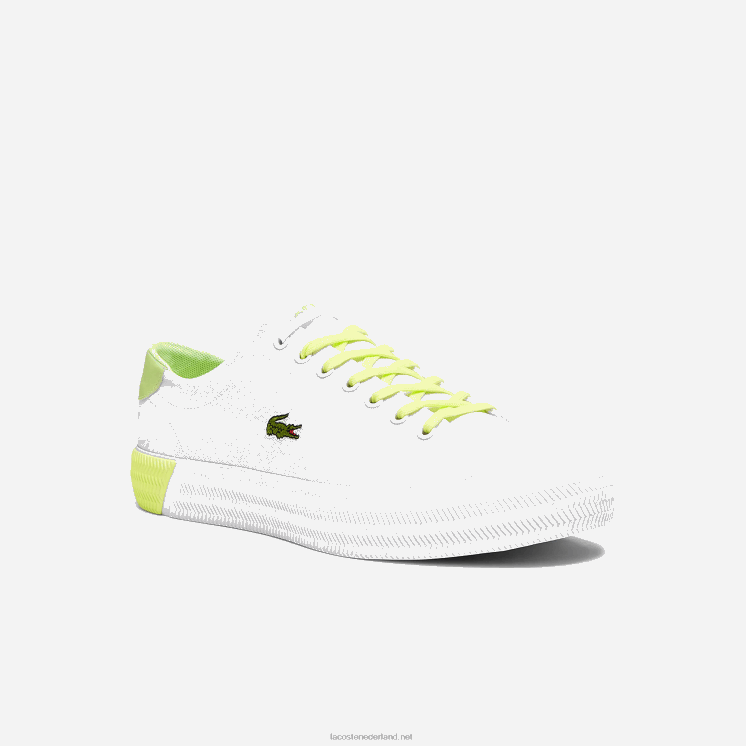 Lacoste gripshot canvas en leren sneakers 0828H1889 wit & lichtgeel 2u8 Heren