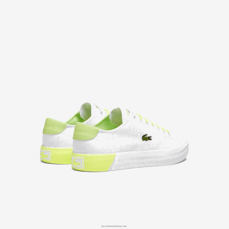Lacoste gripshot canvas en leren sneakers 0828H1889 wit & lichtgeel 2u8 Heren