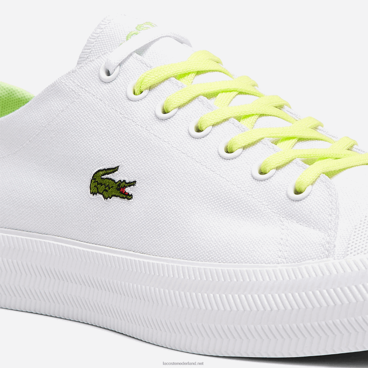 Lacoste gripshot canvas en leren sneakers 0828H1889 wit & lichtgeel 2u8 Heren