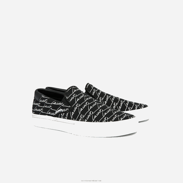 Lacoste jump serve canvas en synthetische slip on 0828H1828 zwart-wit 312 Heren