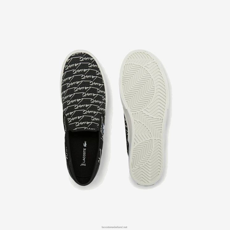 Lacoste jump serve canvas en synthetische slip on 0828H1828 zwart-wit 312 Heren