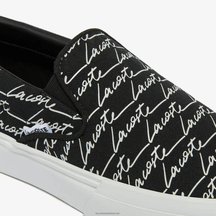 Lacoste jump serve canvas en synthetische slip on 0828H1828 zwart-wit 312 Heren