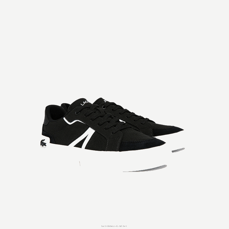 Lacoste l004 canvas sneakers 0828H1801 zwart-wit 312 Heren