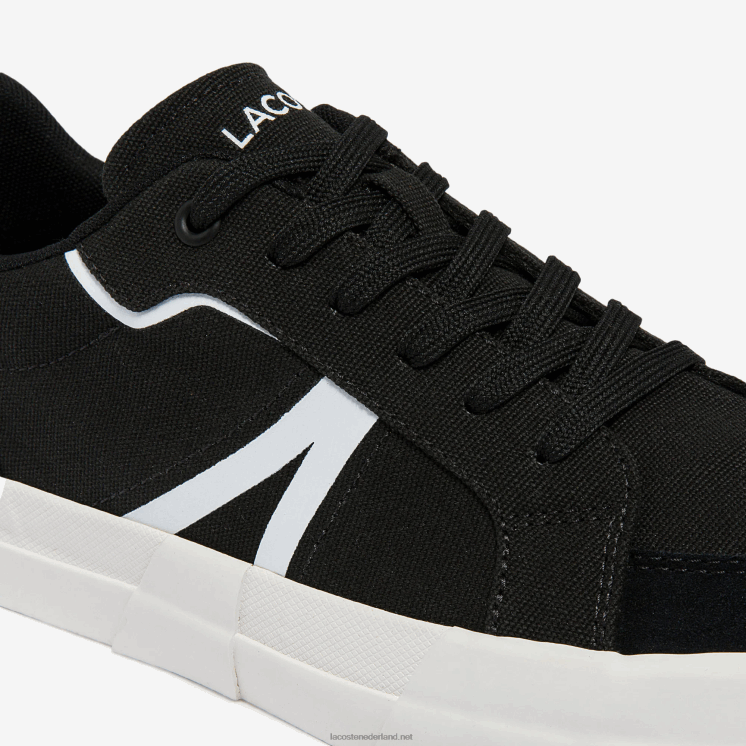 Lacoste l004 canvas sneakers 0828H1801 zwart-wit 312 Heren