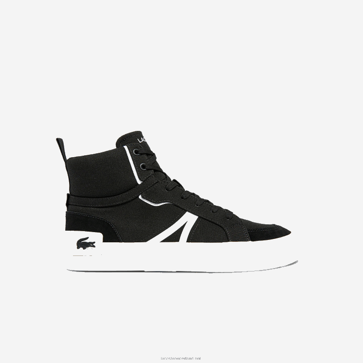 Lacoste l004 halfhoge canvas sneakers 0828H1804 zwart-wit 312 Heren