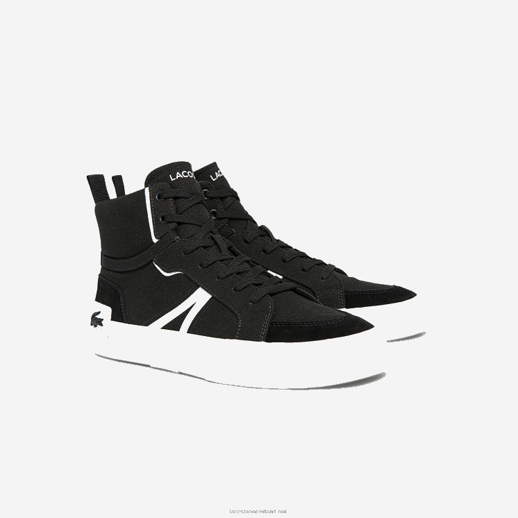 Lacoste l004 halfhoge canvas sneakers 0828H1804 zwart-wit 312 Heren