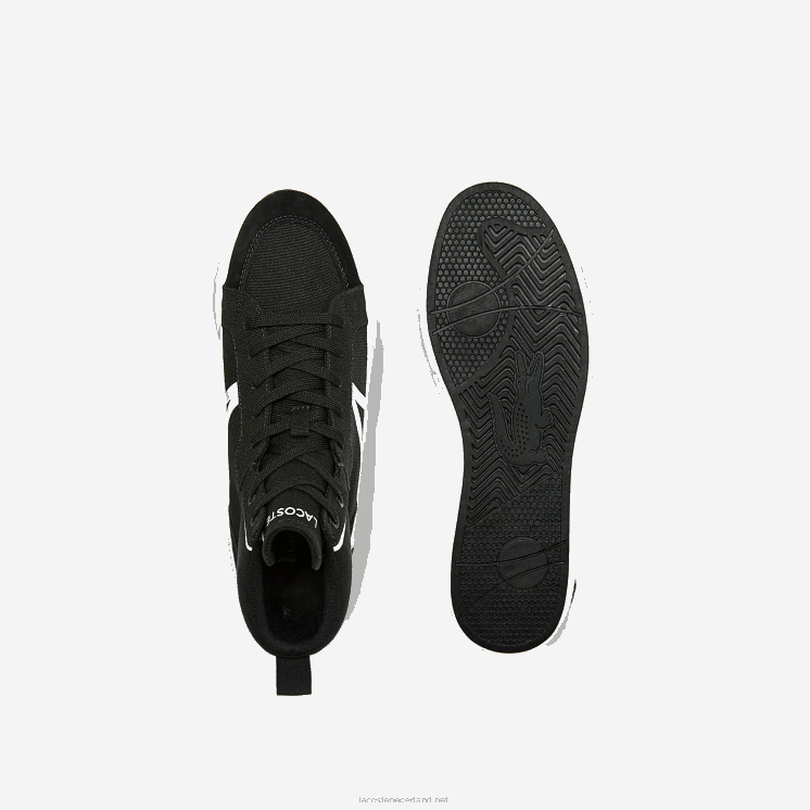 Lacoste l004 halfhoge canvas sneakers 0828H1804 zwart-wit 312 Heren