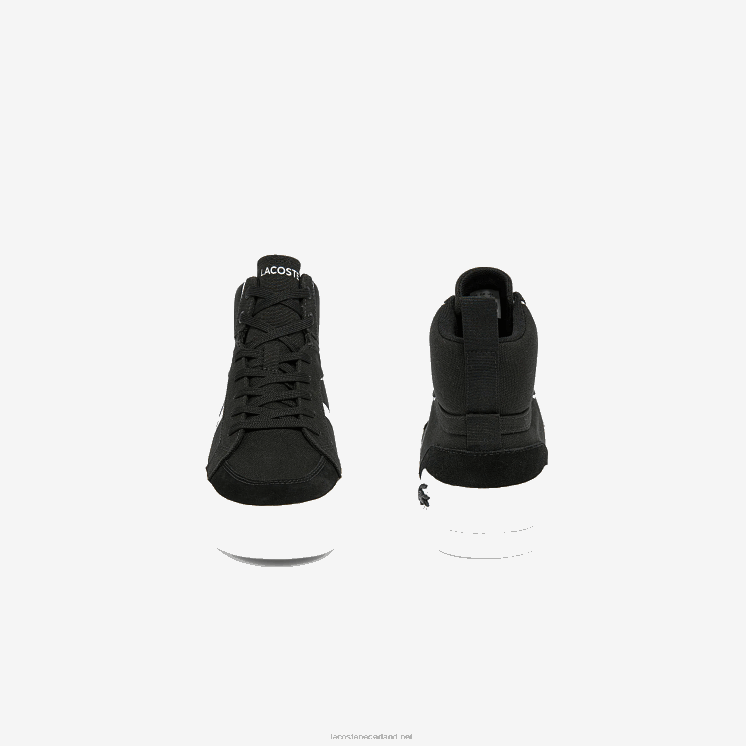Lacoste l004 halfhoge canvas sneakers 0828H1804 zwart-wit 312 Heren