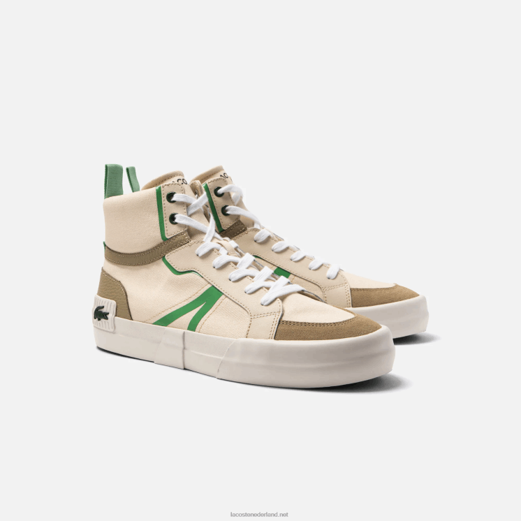 Lacoste l004 midden sneakers van textiel 0828H1753 Het bruin/grn af6 Heren