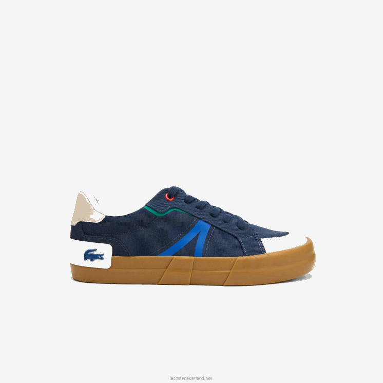 Lacoste l004 sneakers met rubberen zool van textiel 0828H1856 marine kauwgom gu1 Heren