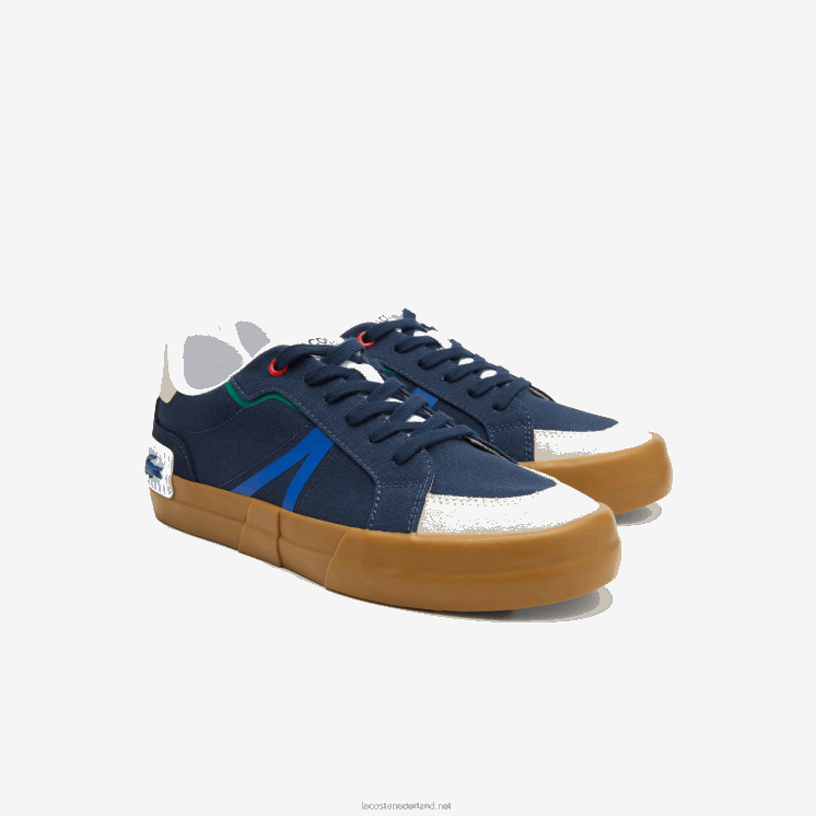Lacoste l004 sneakers met rubberen zool van textiel 0828H1856 marine kauwgom gu1 Heren