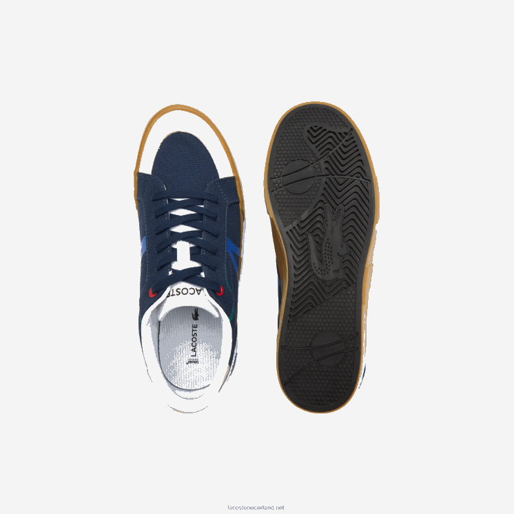 Lacoste l004 sneakers met rubberen zool van textiel 0828H1856 marine kauwgom gu1 Heren