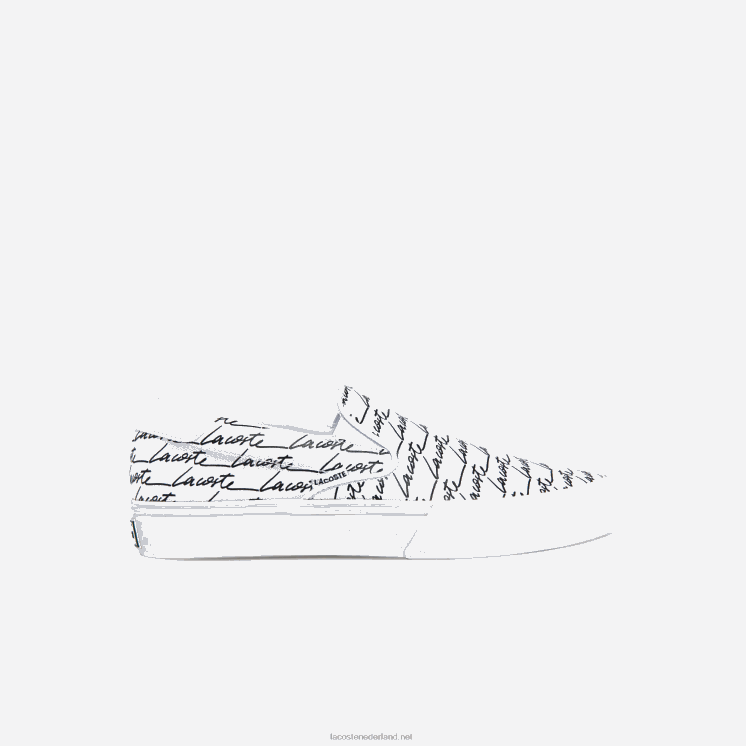 Lacoste spring serve canvas bedrukte instapper 0828H1860 wit & zwart 147 Heren