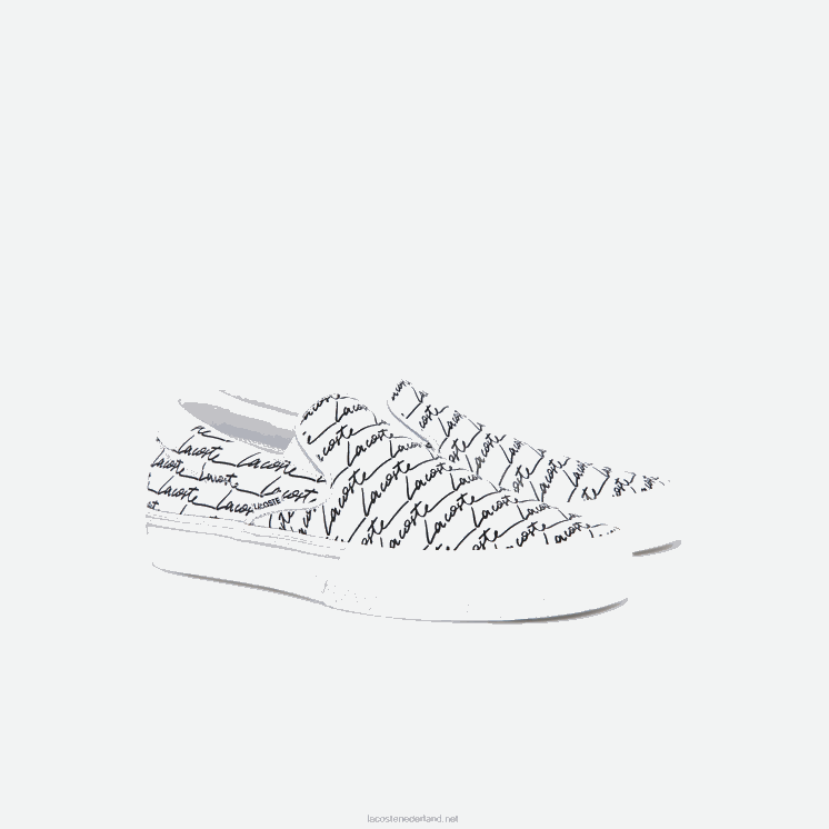 Lacoste spring serve canvas bedrukte instapper 0828H1860 wit & zwart 147 Heren