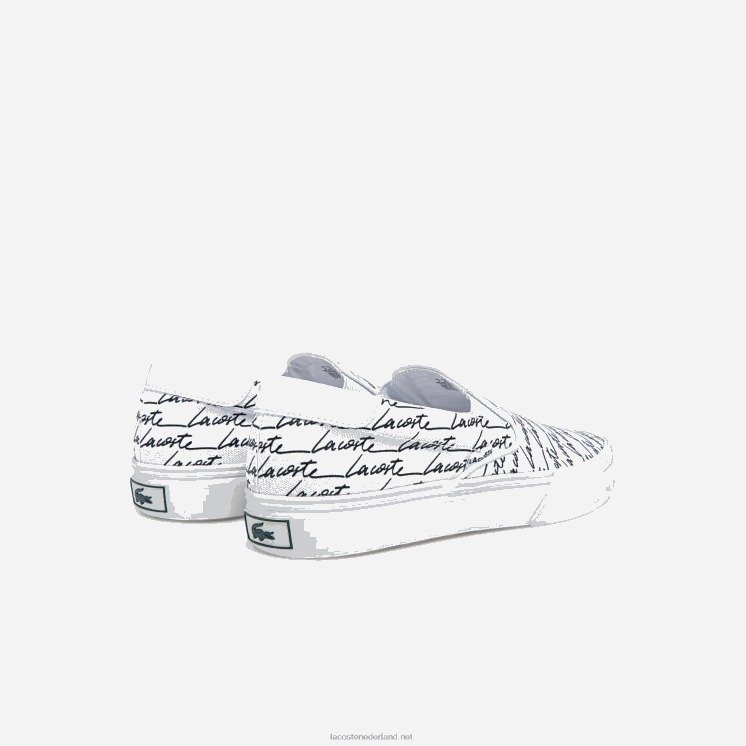 Lacoste spring serve canvas bedrukte instapper 0828H1860 wit & zwart 147 Heren