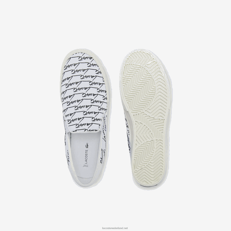 Lacoste spring serve canvas bedrukte instapper 0828H1860 wit & zwart 147 Heren