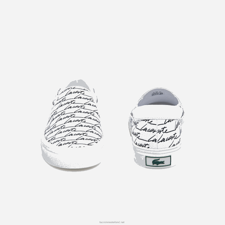 Lacoste spring serve canvas bedrukte instapper 0828H1860 wit & zwart 147 Heren