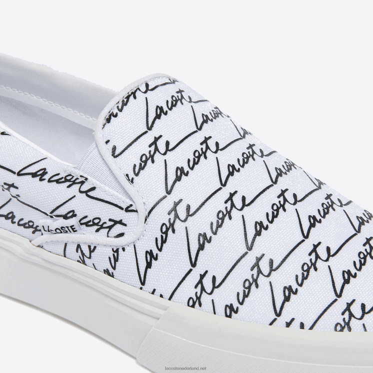 Lacoste spring serve canvas bedrukte instapper 0828H1860 wit & zwart 147 Heren