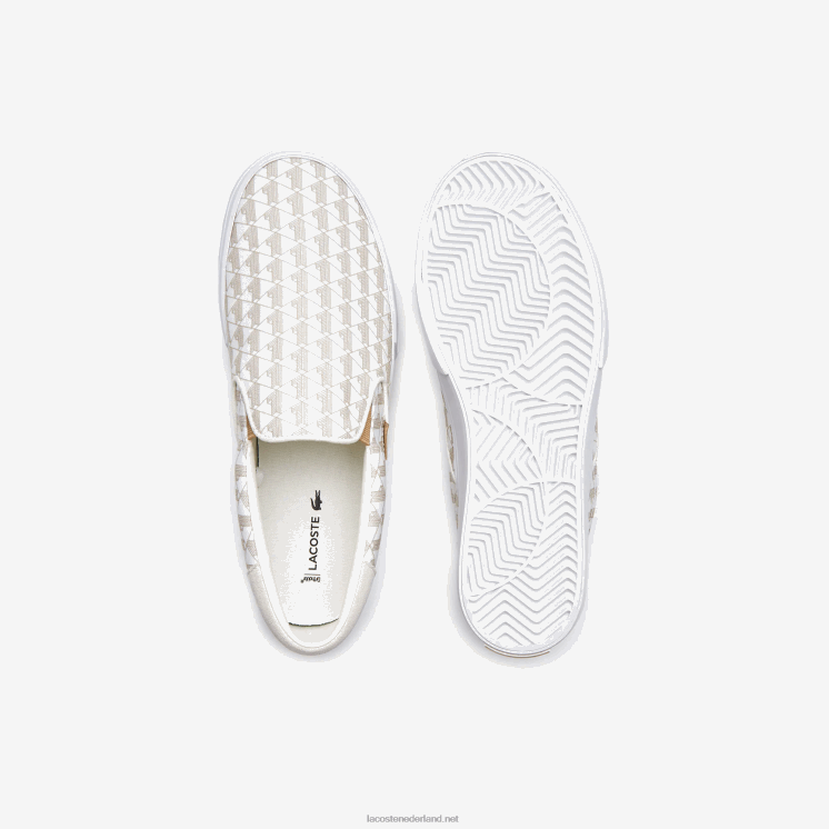 Lacoste spring serve textiel instapper 0828H1855 gebroken wit & wit 03a Heren