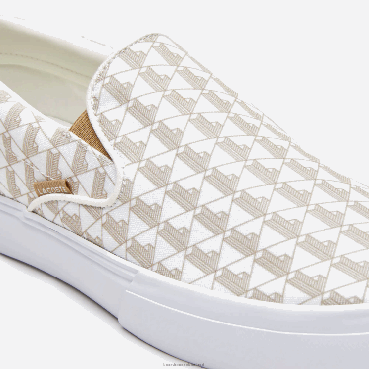 Lacoste spring serve textiel instapper 0828H1855 gebroken wit & wit 03a Heren
