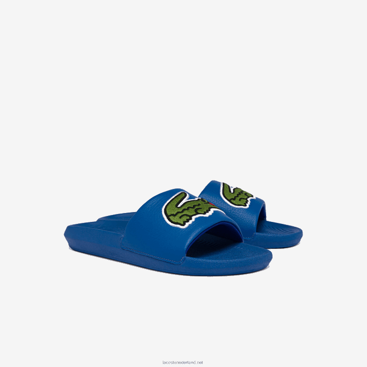 Lacoste Croco synthetisch logoband dia's 0828H1773 blauw groen bg3 Heren