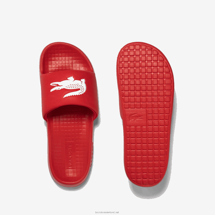 Lacoste croco 1.0 synthetische glijbanen 0828H1729 rood wit 17k Heren