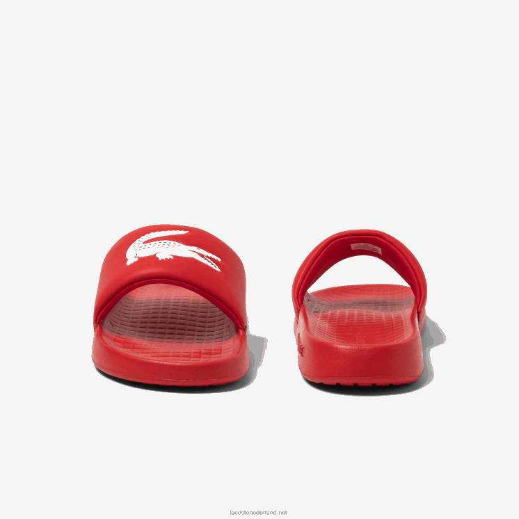 Lacoste croco 1.0 synthetische glijbanen 0828H1729 rood wit 17k Heren