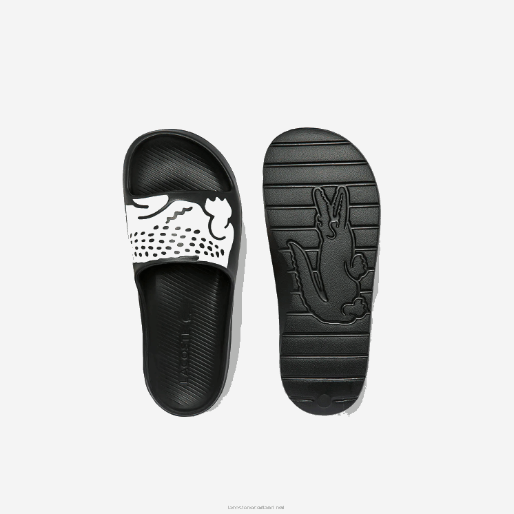 Lacoste croco 2.0 synthetische glijbanen 0828H1754 zwart-wit 312 Heren