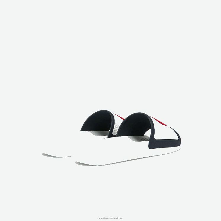Lacoste croco rubberen band synthetische dia's 0828H1849 wit/marine & rood 407 Heren