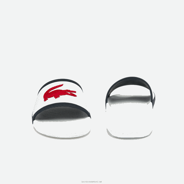 Lacoste croco rubberen band synthetische dia's 0828H1849 wit/marine & rood 407 Heren