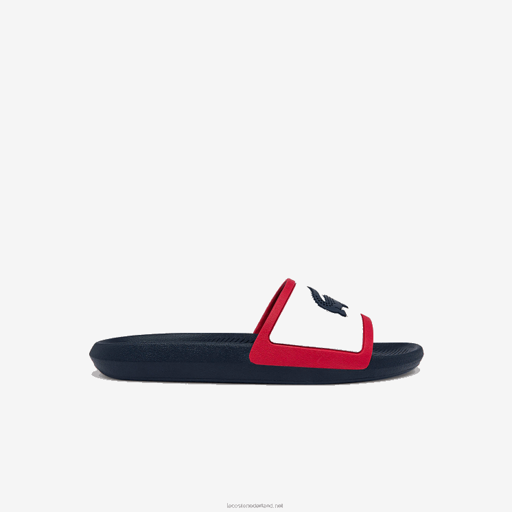 Lacoste croco rubberen driekleurige dia's 0828H1896 wit/marine & rood 407 Heren