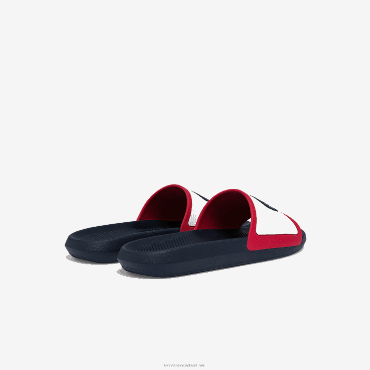 Lacoste croco rubberen driekleurige dia's 0828H1896 wit/marine & rood 407 Heren