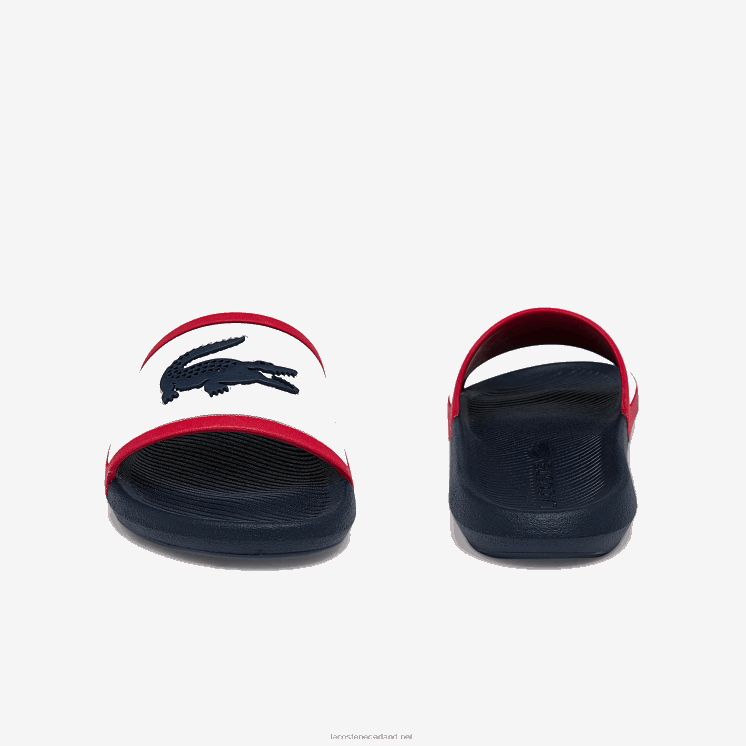 Lacoste croco rubberen driekleurige dia's 0828H1896 wit/marine & rood 407 Heren