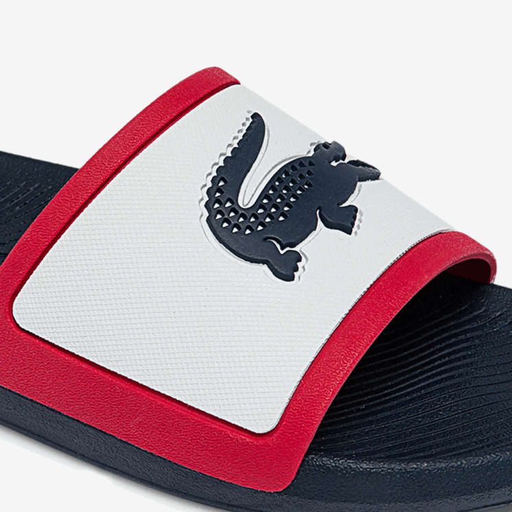 Lacoste croco rubberen driekleurige dia's 0828H1896 wit/marine & rood 407 Heren