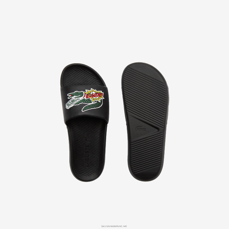 Lacoste croco synthetische dia's 0828H1761 zwart 02u Heren